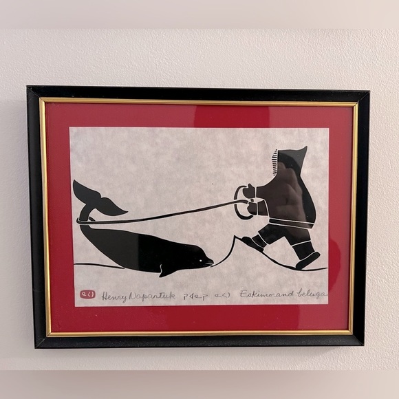 Eskimo Artist Henri Napartuk set of original drawings 11.5” x 8” framed - Picture 2 of 7